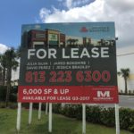Installed Paneled For Lease Cushman and Wakefield Sign with Posts
